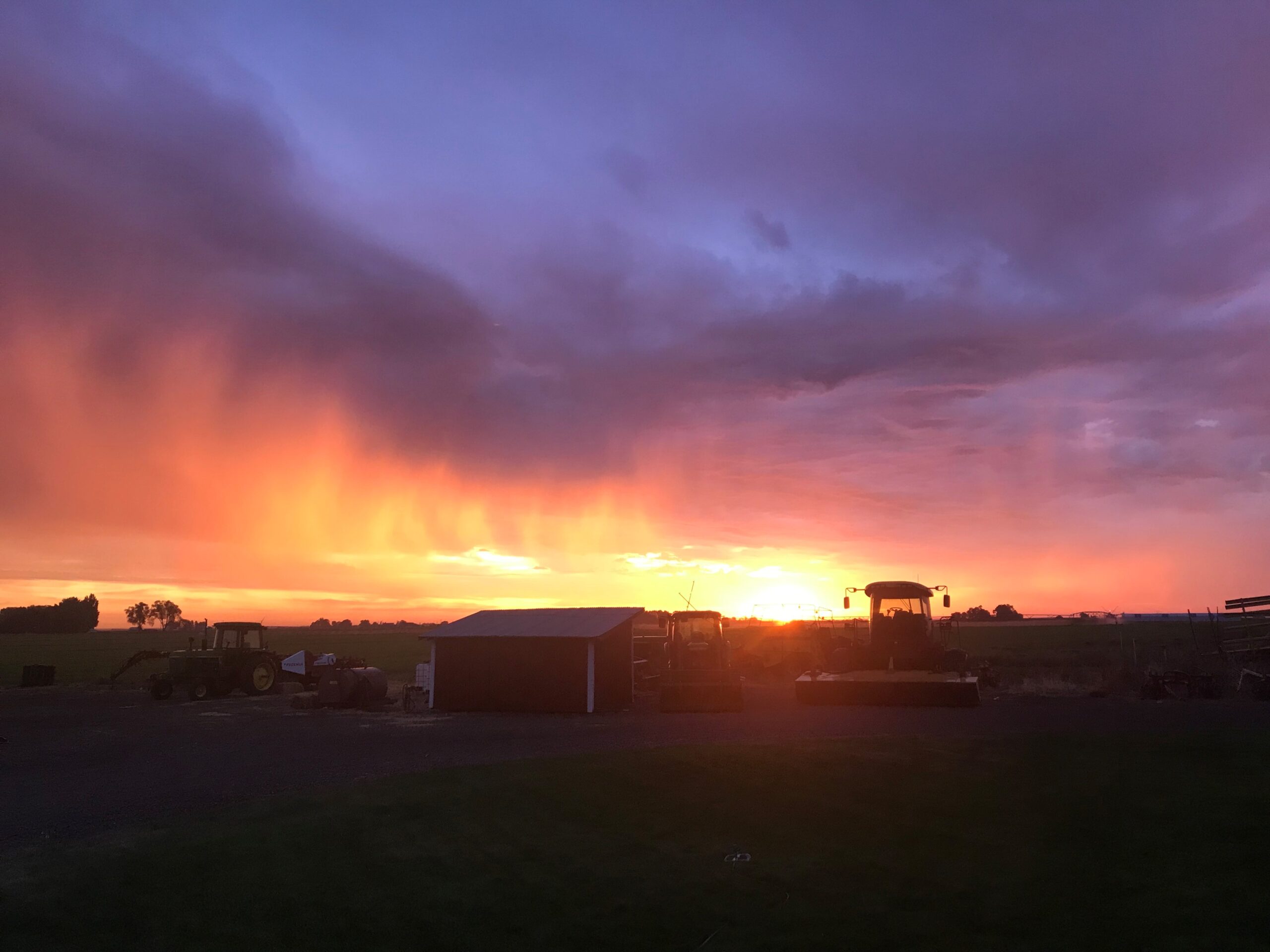 hay farm at dusk