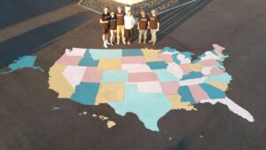 Ohana Farms at Edwin Markham Elementary repainting the old state map