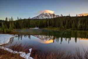 Landscape of Mount Rainier National Park in USA